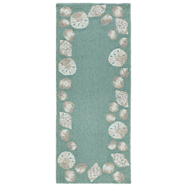 Trans Ocean Liora Manne Capri Seashell Border Handmade Area Rug – Durable Coastal Design For Indoor/Outdoor Spaces Blue Polyester,Acrylic Capr5172304