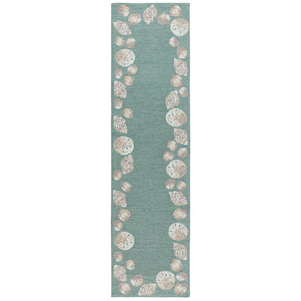 Trans Ocean Liora Manne Capri Seashell Border Handmade Area Rug – Durable Coastal Design For Indoor/Outdoor Spaces Blue Polyester,Acrylic Capr8172304