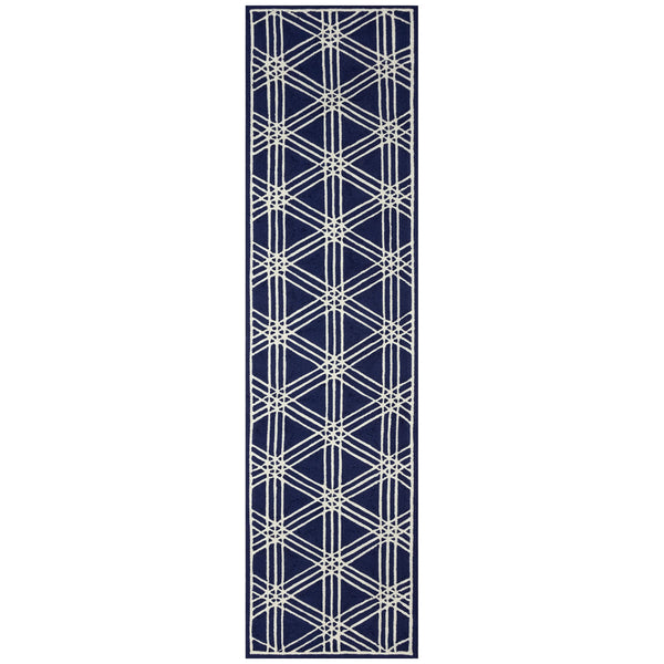 Trans Ocean Liora Manne Capri Hex Indoor/Outdoor Durable Area Rug - Stylish Geometric Accent For Any Space Navy Polyester,Acrylic Capr8174133