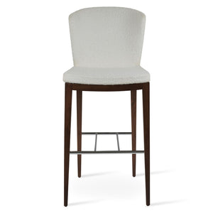 Soho Concept Capri Counter Barstools - Elegant Wool Upholstery With Brass Footrests, 10-year Guarantee, 350 Lbs Capacity Walnut,White  Soho-concept-dining-chair-10697