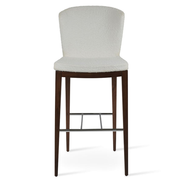 Soho Concept Capri Counter Barstools - Elegant Wool Upholstery With Brass Footrests, 10-year Guarantee, 350 Lbs Capacity Walnut,White  Soho-concept-dining-chair-10697