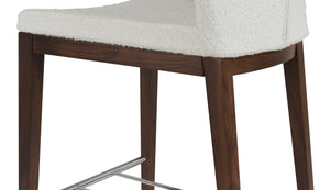 Soho Concept Capri Counter Barstools - Elegant Wool Upholstery With Brass Footrests, 10-year Guarantee, 350 Lbs Capacity Walnut,White  Soho-concept-dining-chair-07499