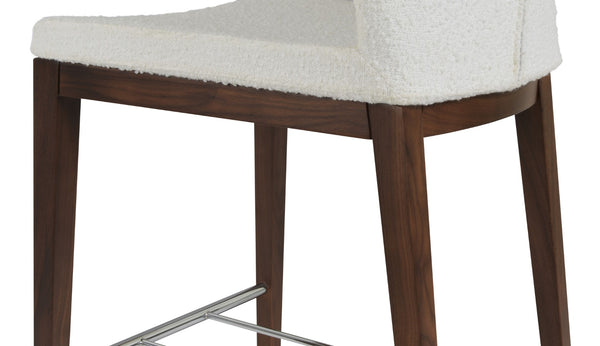 Soho Concept Capri Counter Barstools - Elegant Wool Upholstery With Brass Footrests, 10-year Guarantee, 350 Lbs Capacity Walnut,White  Soho-concept-dining-chair-07499