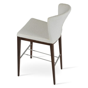 Soho Concept Capri Counter Barstools - Elegant Wool Upholstery With Brass Footrests, 10-year Guarantee, 350 Lbs Capacity Walnut,White  Soho-concept-dining-chair-06597