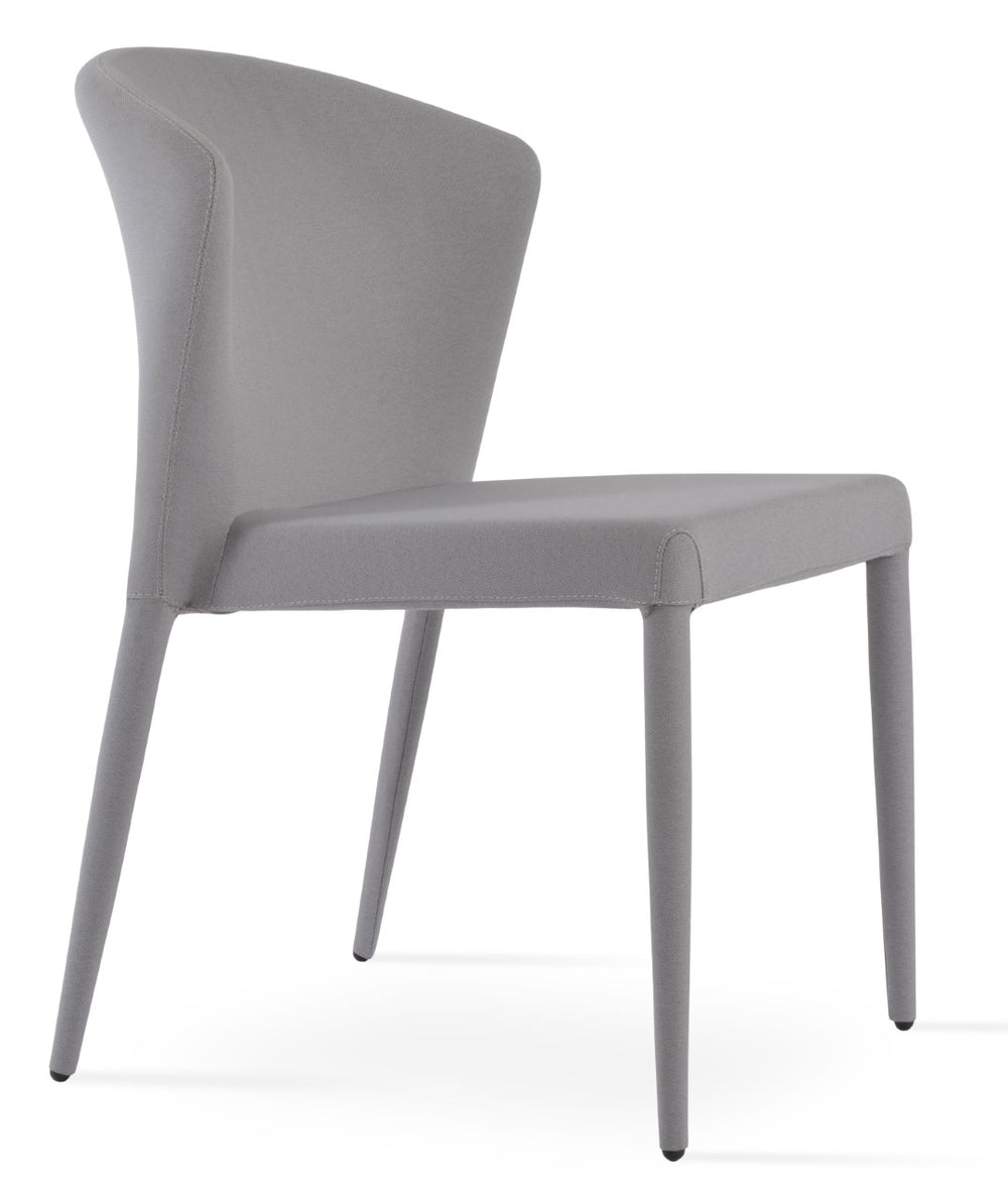 Soho Concept Capri Chair Sled Base Dining Chair - Camira Era Fabric, 10-year Guarantee, Stylish White Boucle Light Grey  Soho-concept-dining-chair-01666