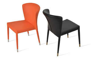 Soho Concept Capri Chair Sled Base Dining Chair - Camira Era Fabric, 10-year Guarantee, Stylish White Boucle Chrome,Orange  Soho-concept-dining-chair-01667