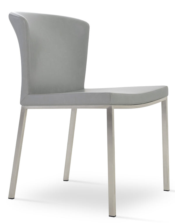 Soho Concept Capri Chair Sled Base Dining Chair - Camira Era Fabric, 10-year Guarantee, Stylish White Boucle Chrome,Light Grey  Soho-concept-dining-chair-01674