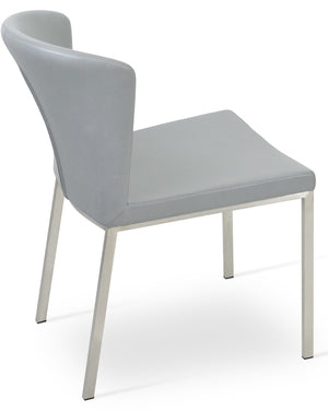 Soho Concept Capri Chair Sled Base Dining Chair - Camira Era Fabric, 10-year Guarantee, Stylish White Boucle Chrome,Light Grey  Soho-concept-dining-chair-01674