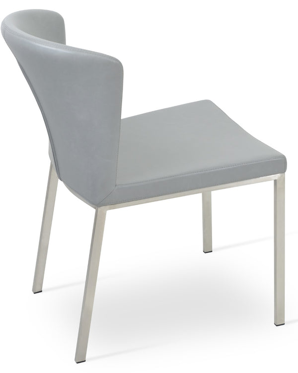 Soho Concept Capri Chair Sled Base Dining Chair - Camira Era Fabric, 10-year Guarantee, Stylish White Boucle Chrome,Light Grey  Soho-concept-dining-chair-01674