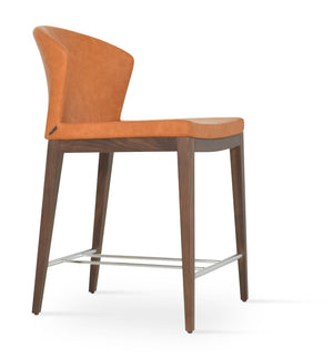 Soho Concept Capri Counter Wood Barstools & Counterstools - Durable Camira Fabric, Solid Walnut & Brass Finish Walnut  Soho-concept-dining-chair-10700