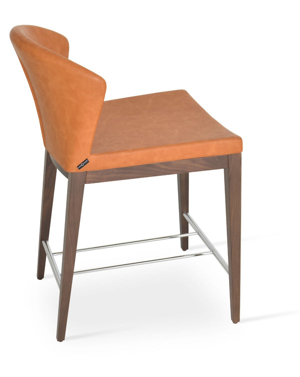 Soho Concept Capri Counter Wood Barstools & Counterstools - Durable Camira Fabric, Solid Walnut & Brass Finish Walnut  Soho-concept-dining-chair-07501