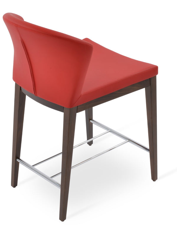 Soho Concept Capri Counter Wood Barstools & Counterstools - Durable Camira Fabric, Solid Walnut & Brass Finish Walnut,Red  Soho-concept-dining-chair-10698
