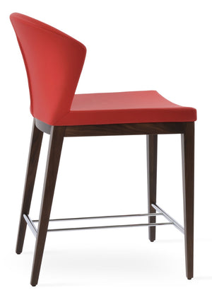 Soho Concept Capri Counter Wood Barstools & Counterstools - Durable Camira Fabric, Solid Walnut & Brass Finish Walnut,Red  Soho-concept-dining-chair-07500