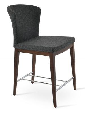 Soho Concept Capri Counter Barstools - Elegant Wool Upholstery With Brass Footrests, 10-year Guarantee, 350 Lbs Capacity Walnut,Dark Grey  Soho-concept-dining-chair-10714