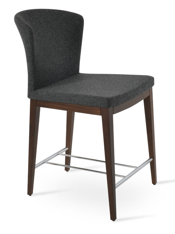 Soho Concept Capri Counter Barstools - Elegant Wool Upholstery With Brass Footrests, 10-year Guarantee, 350 Lbs Capacity Walnut,Dark Grey  Soho-concept-dining-chair-10714