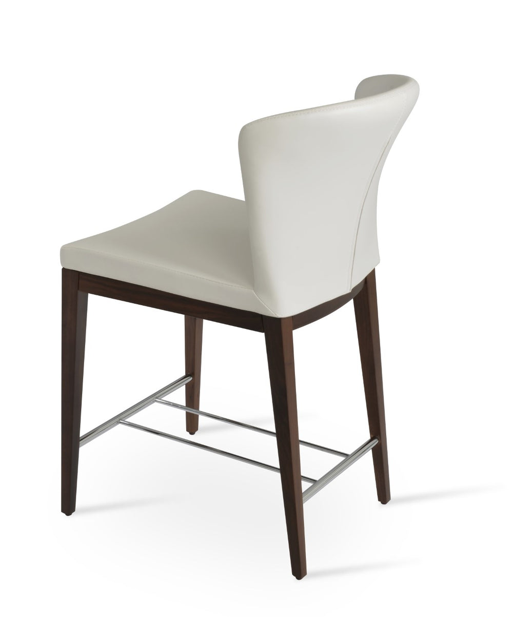 Soho Concept Capri Counter Wood Barstools & Counterstools - Durable Camira Fabric, Solid Walnut & Brass Finish Walnut,White  Soho-concept-dining-chair-07504