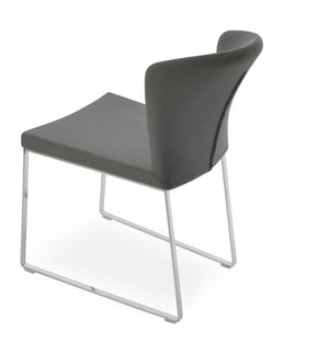 Soho Concept Capri Chair Sled Base Dining Chair - Camira Era Fabric, 10-year Guarantee, Stylish White Boucle Chrome,Grey  Soho-concept-dining-chair-01759