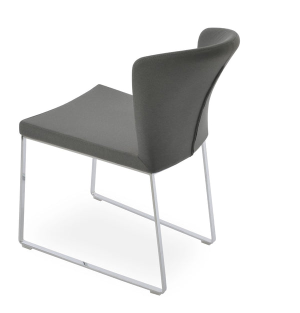 Soho Concept Capri Chair Sled Base Dining Chair - Camira Era Fabric, 10-year Guarantee, Stylish White Boucle Chrome,Grey  Soho-concept-dining-chair-01759
