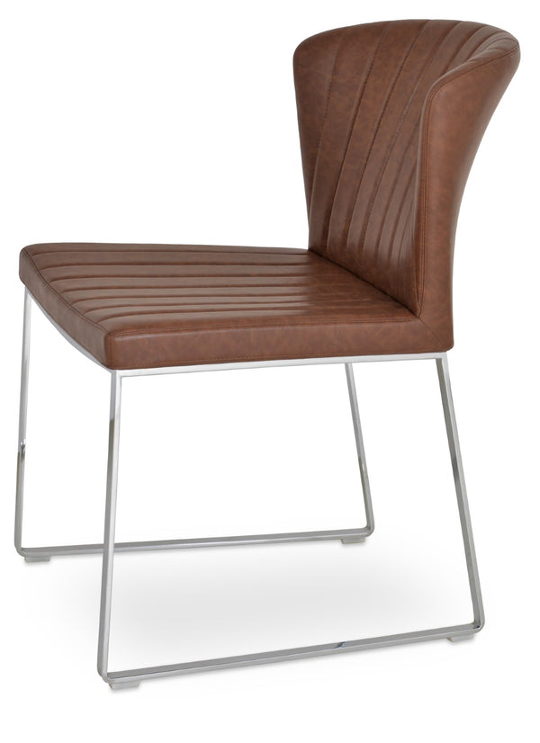 Soho Concept Capri Metal Dining Chair In White Boucle - Durable Camira Fabric, Chrome Finish, 10-year Guarantee Chrome,Brown  Soho-concept-dining-chair-01761