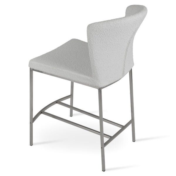 Soho Concept Capri Counter Barstools - Elegant Wool Upholstery With Brass Footrests, 10-year Guarantee, 350 Lbs Capacity White  Soho-concept-dining-chair-07492