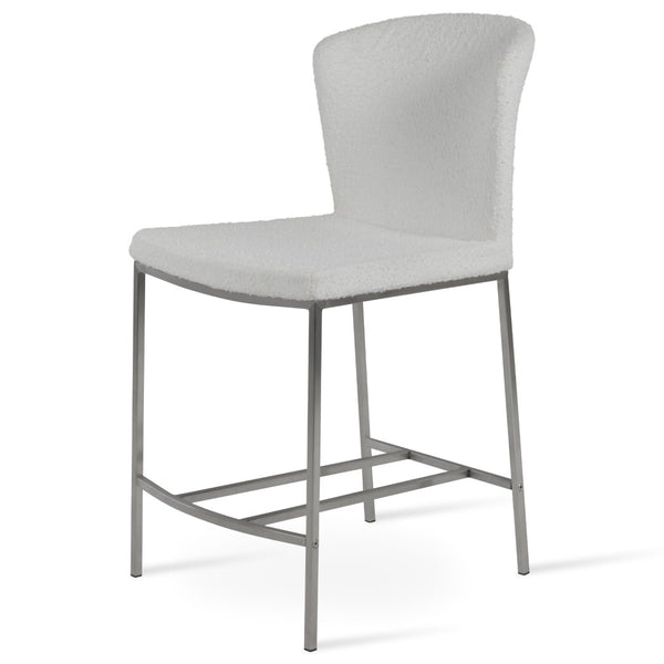 Soho Concept Capri Counter Barstools - Elegant Wool Upholstery With Brass Footrests, 10-year Guarantee, 350 Lbs Capacity White  Soho-concept-dining-chair-06596