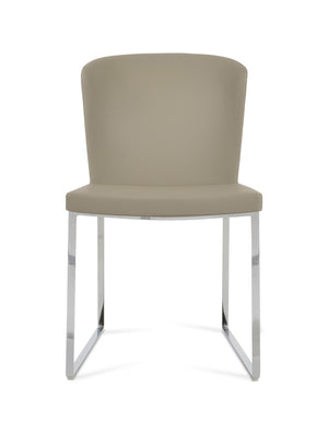 Soho Concept Capri Chair Sled Base Dining Chair - Camira Era Fabric, 10-year Guarantee, Stylish White Boucle Chrome  Soho-concept-dining-chair-01757