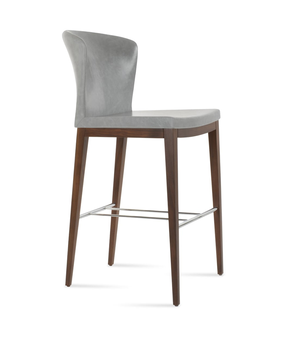 Soho Concept Capri Wood Barstools & Counterstools - Solid Beech, Stylish Camira Fabric, 10-year Guarantee & More! Walnut,Light Grey  Soho-concept-dining-chair-10689