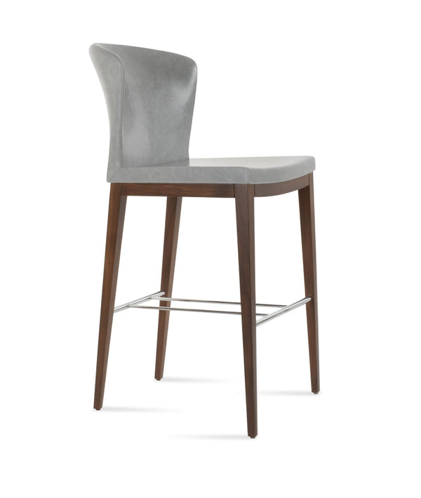 Soho Concept Capri Wood Barstools & Counterstools - Solid Beech, Stylish Camira Fabric, 10-year Guarantee & More! Walnut,Light Grey  Soho-concept-dining-chair-10689