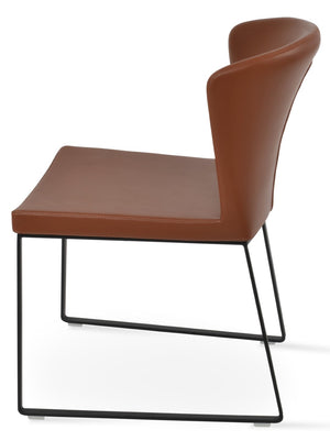 Soho Concept Capri Mw Dining Chair - Luxurious Black Genuine Leather & Camira Yoredale Boucle Fabric, 10-year Warranty Black  Soho-concept-dining-chair-01710