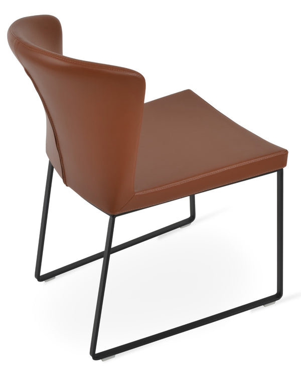 Soho Concept Capri Mw Dining Chair - Luxurious Black Genuine Leather & Camira Yoredale Boucle Fabric, 10-year Warranty Black  Soho-concept-dining-chair-01710