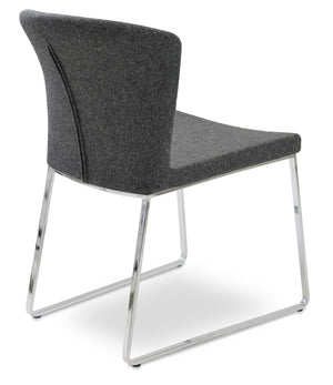Soho Concept Capri Chair Sled Base Dining Chair - Camira Era Fabric, 10-year Guarantee, Stylish White Boucle Chrome,Dark Grey  Soho-concept-dining-chair-01780