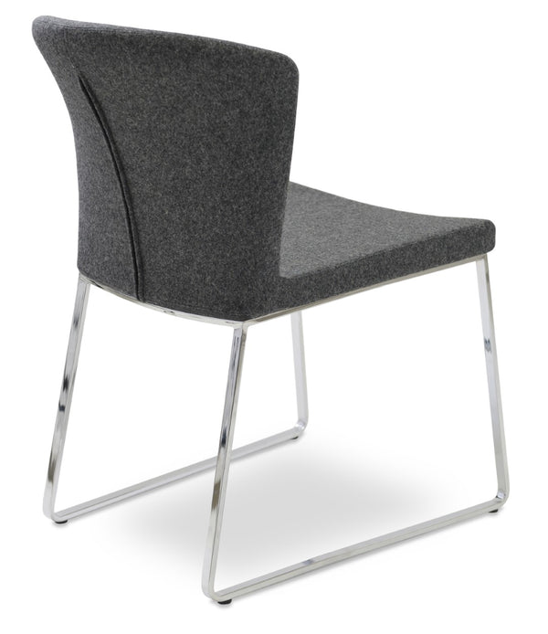 Soho Concept Capri Chair Sled Base Dining Chair - Camira Era Fabric, 10-year Guarantee, Stylish White Boucle Chrome,Dark Grey  Soho-concept-dining-chair-01780