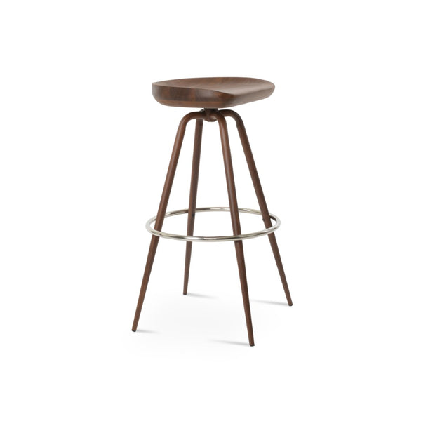 Soho Concept Cattelan Max Barstools & Counterstools: Solid Walnut Seat, Swivel Design, Stylish Metal & Wood Mix Walnut Steel Tubular Legs Black ,S.Steel ,Walnut Finish Solid Wood Seat Dia, 13x16,8 Soho-concept-dining-chair-10777