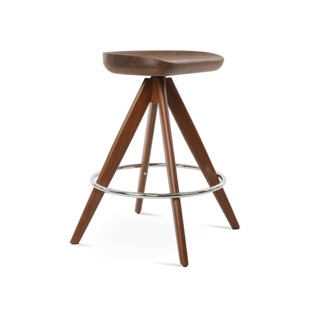 Soho Concept Cattelan Pyramid-mw Barstools & Counterstools - Solid Walnut Seat, Stylish Metal Bases, Durable Design Walnut,Ash,Natural  Soho-concept-dining-chair-10781