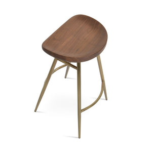 Soho Concept Cattelan Galata Barstools & Counterstools - Solid Walnut Seat, Stylish Chrome Or Brass Finish Options Brass,Walnut Steel Tubular Legs Soho-concept-dining-chair-10746