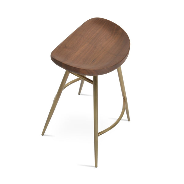 Soho Concept Cattelan Galata Barstools & Counterstools - Solid Walnut Seat, Stylish Chrome Or Brass Finish Options Brass,Walnut Steel Tubular Legs Soho-concept-dining-chair-10746