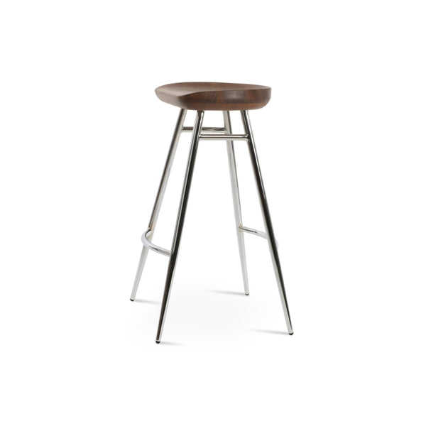 Soho Concept Cattelan Galata Barstools & Counterstools - Solid Walnut Seat, Stylish Chrome Or Brass Finish Options Chrome,Walnut Steel Tubular Legs Soho-concept-dining-chair-07513