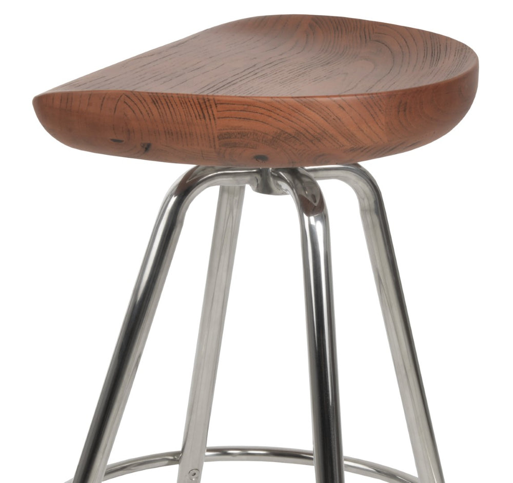 Soho Concept Cattelan Max Swivel Barstools With Solid Wood Seats And Durable Metal Bases – Stylish & Versatile Ash Steel Tubular Legs Black ,S.Steel ,Walnut Finish Solid Wood Seat Dia, 13x16,8 Soho-concept-dining-chair-10750