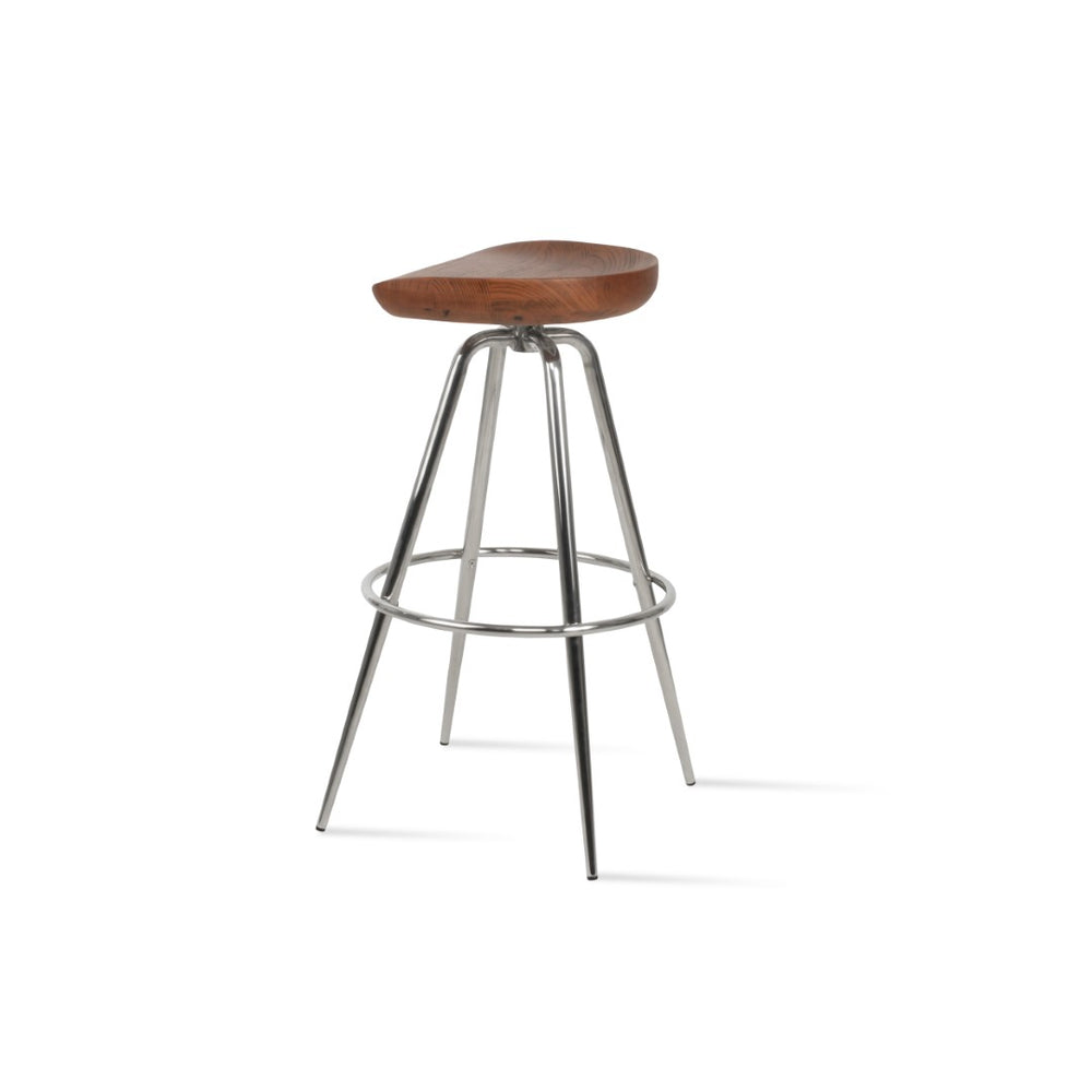 Soho Concept Cattelan Max Swivel Barstools With Solid Wood Seats And Durable Metal Bases – Stylish & Versatile Ash Steel Tubular Legs Black ,S.Steel ,Walnut Finish Solid Wood Seat Dia, 13x16,8 Soho-concept-dining-chair-10750