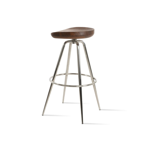 Soho Concept Cattelan Max Barstools & Counterstools: Solid Walnut Seat, Swivel Design, Stylish Metal & Wood Mix Walnut Steel Tubular Legs Black ,S.Steel ,Walnut Finish Solid Wood Seat Dia, 13x16,8 Soho-concept-dining-chair-10749