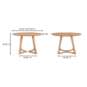 Moe's Home Godenza Dining Table - Solid Oak Mid-century Modern Design With Flared Legs, Seats Up To 8 Guests Natural Solid Oak Cb-1003-24-0