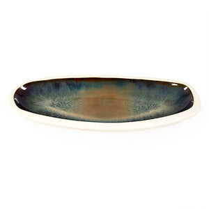 Zentique Atomic Boat Platter Large — Mid‑Century Ceramic Serving Centerpiece, Glazed Elongated Tray 16.5" CB3427-42-F929