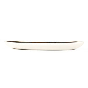 Zentique Atomic Boat Platter Large — Mid‑Century Ceramic Serving Centerpiece, Glazed Elongated Tray 16.5" CB3427-42-F929