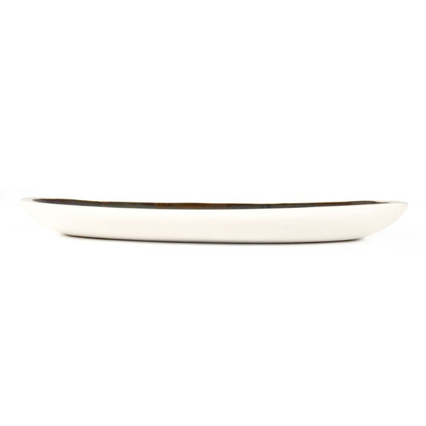 Zentique Atomic Boat Platter Large — Mid‑Century Ceramic Serving Centerpiece, Glazed Elongated Tray 16.5" CB3427-42-F929