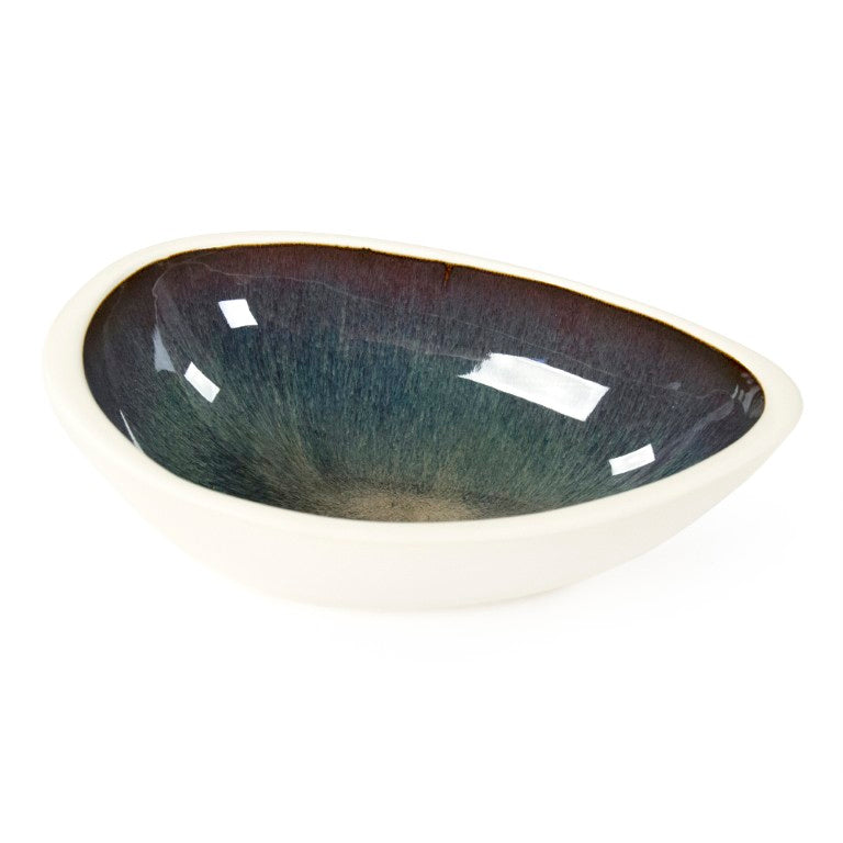 Zentique Atomic Teardrop Bowl Modern Ceramic Accent Bowl 9.25" x 3.75" Mid-Century Teardrop Catchall Decor CB3428-24-F929