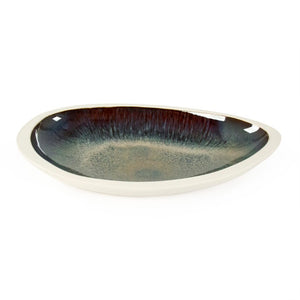 Zentique Atomic Sculptural Teardrop Bowl Large — Mid-Century Ceramic Centerpiece, Gloss Glazed Snack & Catchall (15"x2"x9") CB3428-38-F929