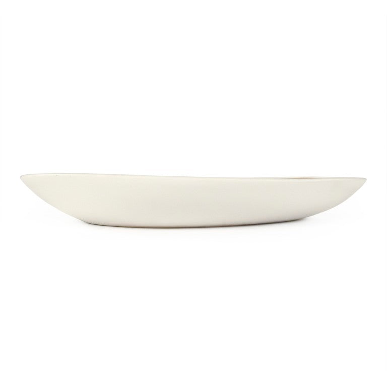Zentique Atomic Sculptural Teardrop Bowl Large — Mid-Century Ceramic Centerpiece, Gloss Glazed Snack & Catchall (15"x2"x9") CB3428-38-F929