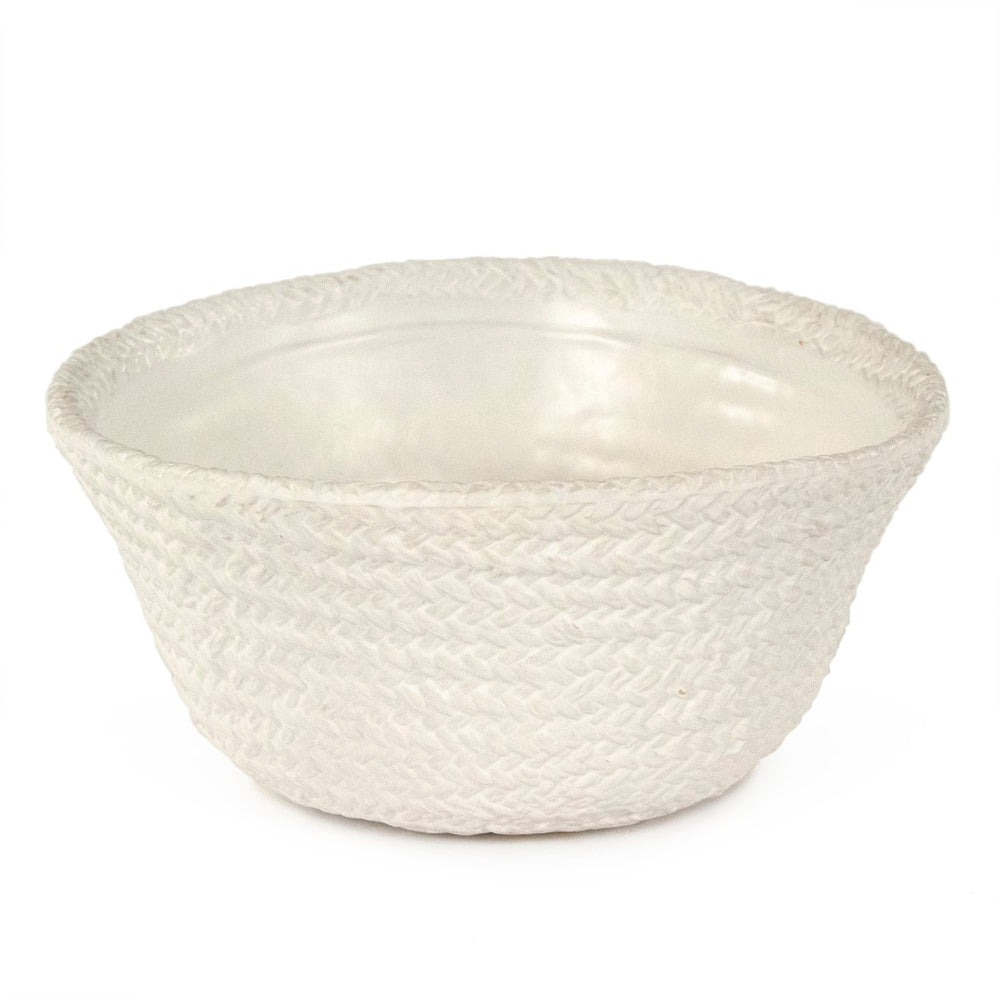 White Cross Weave Bowl Small Matte White CB3490-26-R11 Zentique