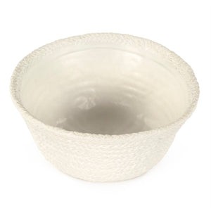 Zentique White Cross Weave Bowl with Textured Ceramic Finish — Elegant White Centerpiece for Serving & Display W10.25 x H5 x D10 CB3490-26-R11