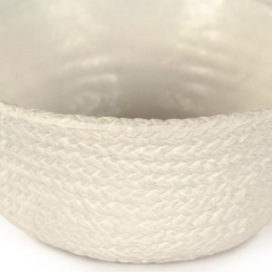 Zentique White Cross Weave Bowl with Textured Ceramic Finish — Elegant White Centerpiece for Serving & Display W10.25 x H5 x D10 CB3490-26-R11